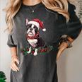 Cute Boston Terrier Dog Christmas Merry X-Mas Graphic Women's Comfort Colors T-Shirt Pepper