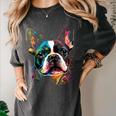 Cute Boston Terrier Puppy Dog Art Lover Unique Painting For Men Women Kids Women's Comfort Colors T-Shirt Pepper