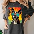Dog Boston Terrier Hawaiian Women's Comfort Colors T-Shirt Pepper