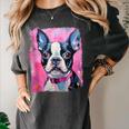 Dog Pink Boston Terrier Women's Comfort Colors T-Shirt Pepper
