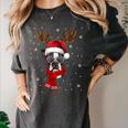 Family Matching Reindeer Xmas Boston Terrier Christmas Women's Comfort Colors T-Shirt Pepper