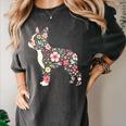 Floral FLower Boston Terrier Mom Grandma Women's Comfort Colors T-Shirt Pepper