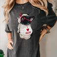 Girls I Heart Mom Love Mama Boston Terrier Dog Lover Women's Comfort Colors T-Shirt Pepper