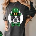 Green Boston Terrier Shamrock St Patricks Day Boston Terrier Women's Comfort Colors T-Shirt Pepper