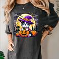 Halloween Boston Terrier Dog Breed With Jack O' Lantern Art Women's Comfort Colors T-Shirt Pepper