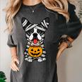 Halloween Dog Boston Terrier Mummy Costume Men Women Kids Women's Comfort Colors T-Shirt Pepper