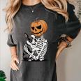 Halloween Skeleton Boston Terrier Women's Comfort Colors T-Shirt Pepper