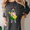Hawaiian Boston Terrier Dog Pineapple Ukulele Summer For Men Women Girls Kids Women's Comfort Colors T-Shirt Pepper