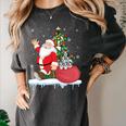 Santa Ugly Christmas Tree Lights Boston Terrier Dog Lover Women's Comfort Colors T-Shirt Pepper