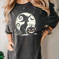 Scary Halloween Cat Costume Retro Cat Moon For Men Women Kids Women's Comfort Colors T-Shirt Pepper