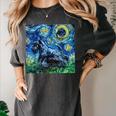 Scottish Terrier Starry Night Scotty Dog Art By Aja Women's Comfort Colors T-Shirt Pepper
