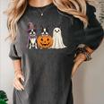 Spooky Ghost Boston Terrier Pumpkin Halloween Dog Lover Women's Comfort Colors T-Shirt Pepper