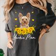 Sunflower Yorkie Mom Dog Lover Women's Comfort Colors T-Shirt Pepper
