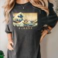 Surfing Boston Terrier Kanagawa Wave Japanese Dog For Men Women Kids Women's Comfort Colors T-Shirt Pepper