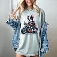 Biker Boston Terrier Dog Riding Motorbike Women's Comfort Colors T-Shirt Bay