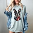 Boston Terrier American Flag Women's Comfort Colors T-Shirt Bay