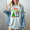 Boston Terrier Christmas Tree Lights Xmas Dog Lover Women's Comfort Colors T-Shirt Bay