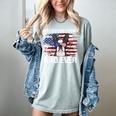 Boston Terrier Dad American Flag 4th Of July Dog Fathers Day Women's Comfort Colors T-Shirt Bay