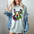 Boston Terrier In Day Of The Dead Sugar Skull Dog Women's Comfort Colors T-Shirt Bay