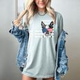 Boston Terrier Dog 4th Of July US American Flag Patriotic Women's Comfort Colors T-Shirt Bay