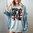 Boston Terrier Dog American Flag 4th Of July Patriotic Puppy Women's Comfort Colors T-Shirt Bay