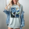 Boston Terrier Dog Art Van Gogh Starry Night Boston Terrier Women's Comfort Colors T-Shirt Bay