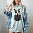 Boston Terrier Dog Puppy Dog In Pocket Cute Pet Lover Women's Comfort Colors T-Shirt Bay