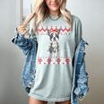 Boston Terrier Dog Santa Hat Men Kids Ugly Christmas Light Women's Comfort Colors T-Shirt Bay