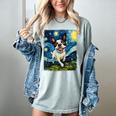 Boston Terrier Dog Starry Night Painting Women's Comfort Colors T-Shirt Bay