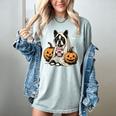 Boston Terrier Ghost Boo Halloween Costume Spooky Season Women's Comfort Colors T-Shirt Bay