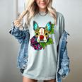 Boston Terrier In Red Day Of The Dead Sugar Skull Dog Women's Comfort Colors T-Shirt Bay