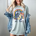 Boston Terrier Riding Dinosaur T-Rex Boys Kids Rainbow Women's Comfort Colors T-Shirt Bay