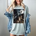 Boston Terrier Selfie Full Moon Flying Witch Halloween Dog Women's Comfort Colors T-Shirt Bay