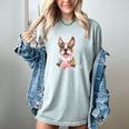 Brown Boston Terrier With Flowers And Feathers Women's Comfort Colors T-Shirt Bay