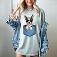 Cute Pocket Boston Terrier Lover Dog Mom Women's Comfort Colors T-Shirt Bay