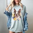 Floral Boston Terrier Women's Comfort Colors T-Shirt Bay