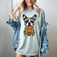 Halloween Dog Boston Terrier Mummy Costume Men Women Kids Women's Comfort Colors T-Shirt Bay