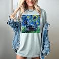 Scottish Terrier Starry Night Scotty Dog Art By Aja Women's Comfort Colors T-Shirt Bay