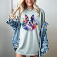 Watercolor Floral Boston Terrier Mama Dog Lover Mother's Day Women's Comfort Colors T-Shirt Bay