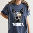 4th July Blue Heeler Dog Merica Patriotic USA Flag Cute Women's Comfort Colors T-Shirt Denim