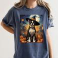 Aesthetic Halloween Boston Terrier Dog Witch Pumpkin For Men Women Kids Women's Comfort Colors T-Shirt Denim