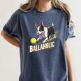 Ballaholic Boston Terrier Dog Chasing Bostie Ball Women's Comfort Colors T-Shirt Denim