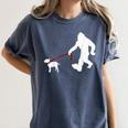 Bigfoot Walking With Bull Terrier Dog Women's Comfort Colors T-Shirt Denim