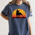 Boston Terrier Bostie Sunset Retro Dog Pet Mom Dad Women's Comfort Colors T-Shirt Denim