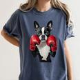Boston Terrier Boxing Women's Comfort Colors T-Shirt Denim