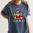 Boston Terrier Christmas Dogs Santa Reindeer Elf Women's Comfort Colors T-Shirt Denim