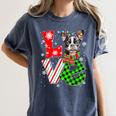 Boston Terrier Christmas Tree Lights Santa Dog Xmas For Men Women Kids Women's Comfort Colors T-Shirt Denim