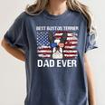 Boston Terrier Dad American Flag 4th Of July Dog Fathers Day Women's Comfort Colors T-Shirt Denim