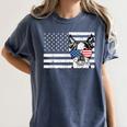 Boston Terrier Dog 4th Of July US American Flag Patriotic Women's Comfort Colors T-Shirt Denim