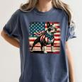 Boston Terrier Dog 4th Of July USA American Flag Patriotic Women's Comfort Colors T-Shirt Denim